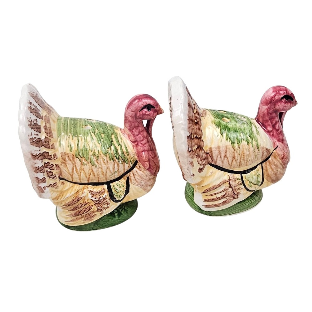 Thanksgiving Turkey Salt Pepper Shakers Ceramic Hand Painted Kitchen Decor - Picture 6 of 7